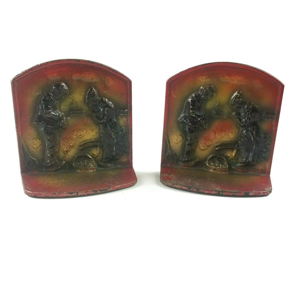 Man Woman Farmer Praying Angelus Harvest Bookends